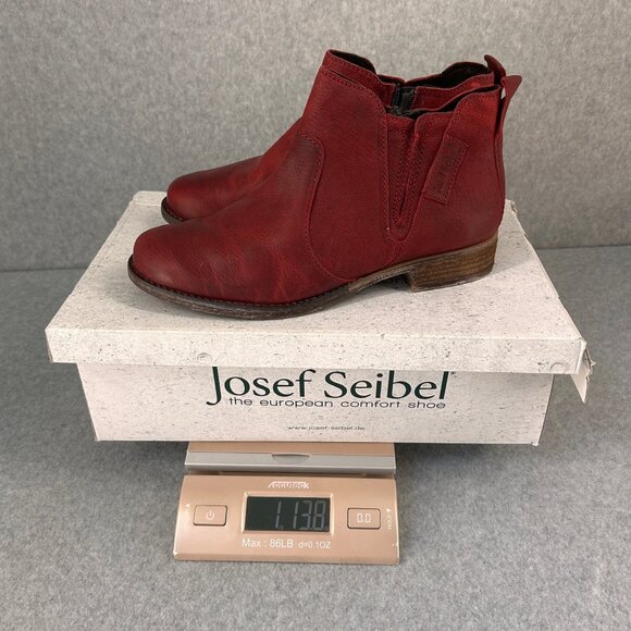 Josef Seibel‎ Womens 38 US 7 - 7.5 Bordeaux Red Leather Ankle Boots Sienna NIB - Picture 13 of 13